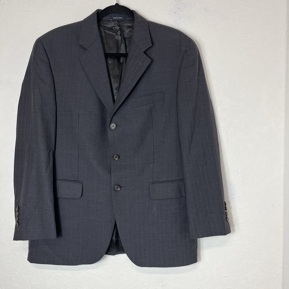 Ralph Ralph Lauren Grey Striped Blazer single breasted 3 button size 40S Wool